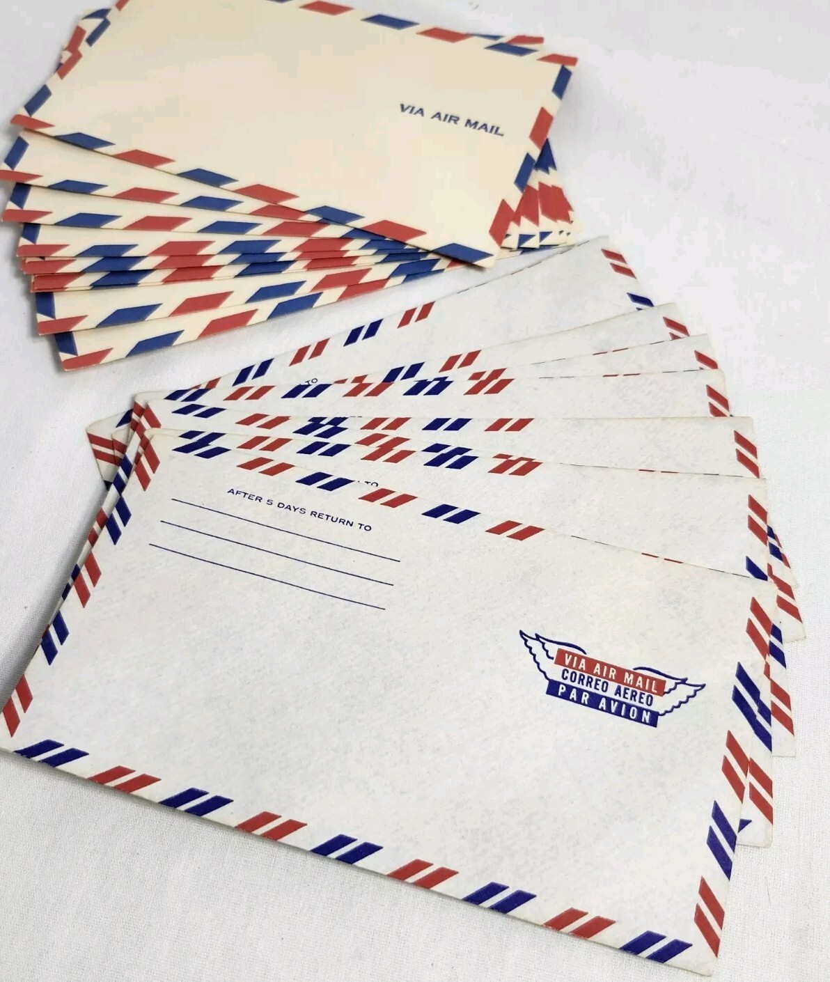 18 VTG Air Mail Envelopes 8 Onward White, 10 Unbranded Ivory -Red Blue Stripes