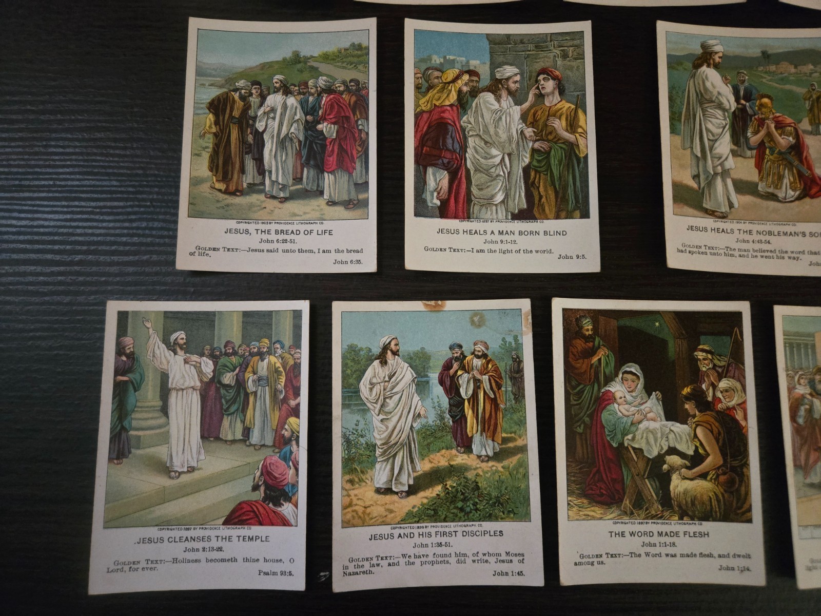 Antique Berean Lesson Pictures Lot 14 Bible Cards 1908 Religious Lithograph
