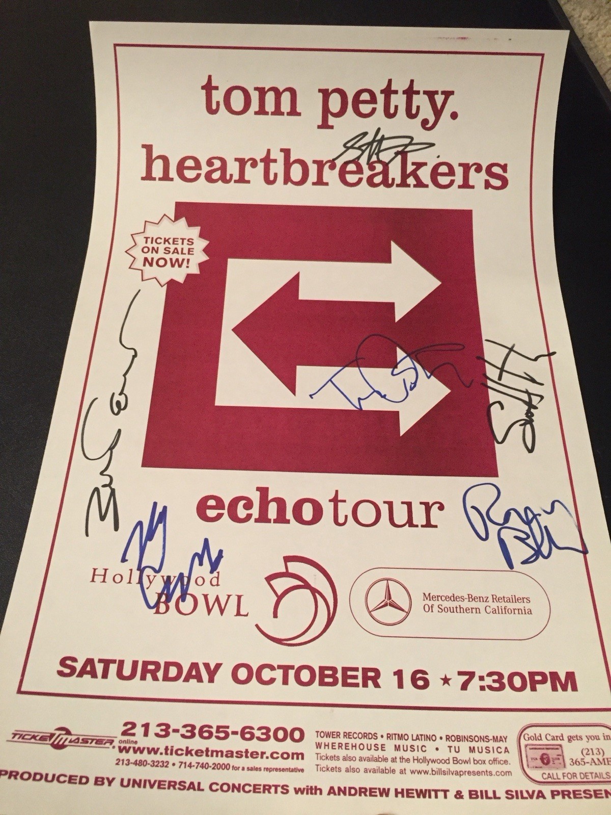 Tom Petty & heartbreakers SIGNED ECHO TOUR LA hollywood Bowl Concert Poster