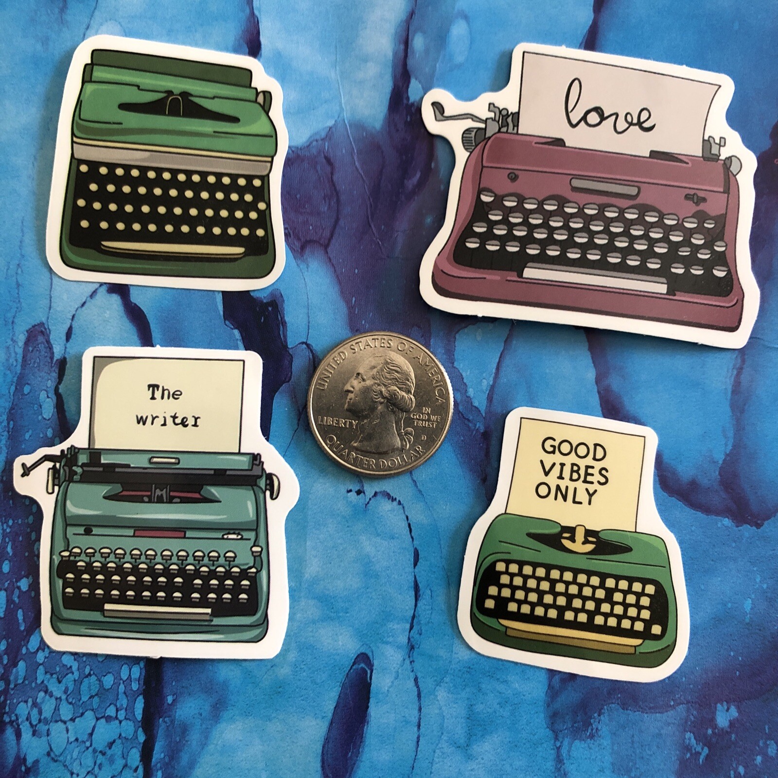 4 pc Vintage Typewriter Stickers – Lot of 4 – New