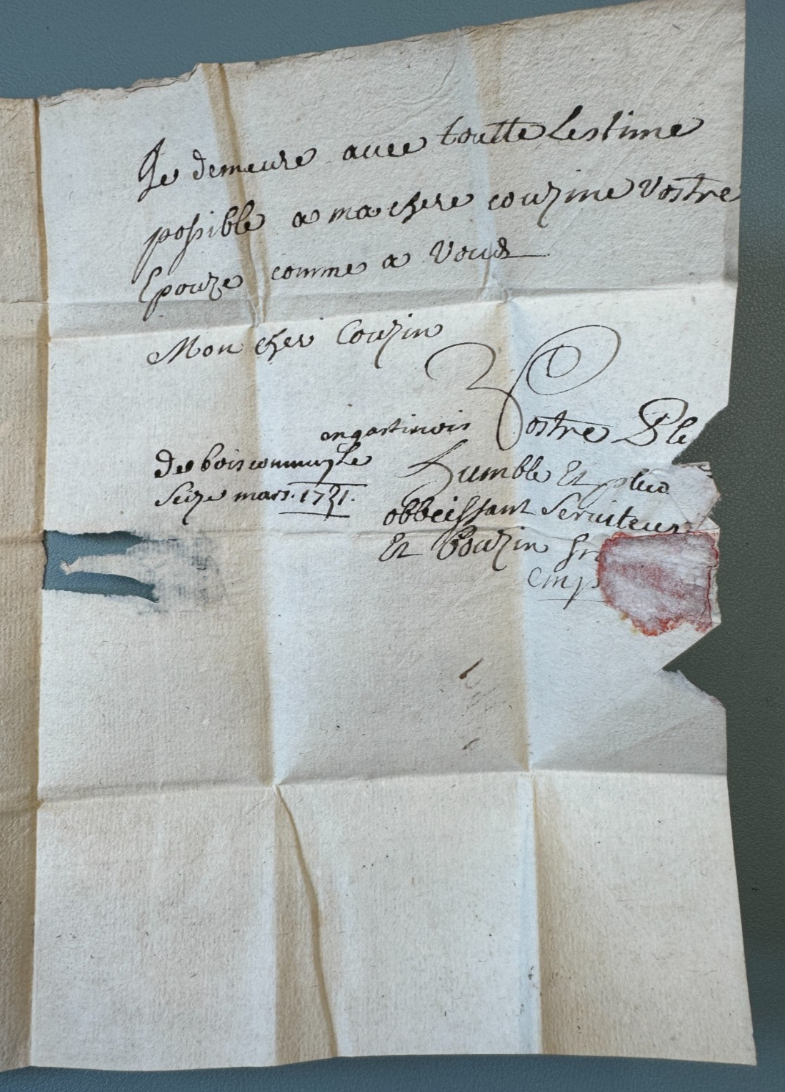Handwritten SUP and RR Mark on PITHIVIERS Letter 1731 Old Letter France