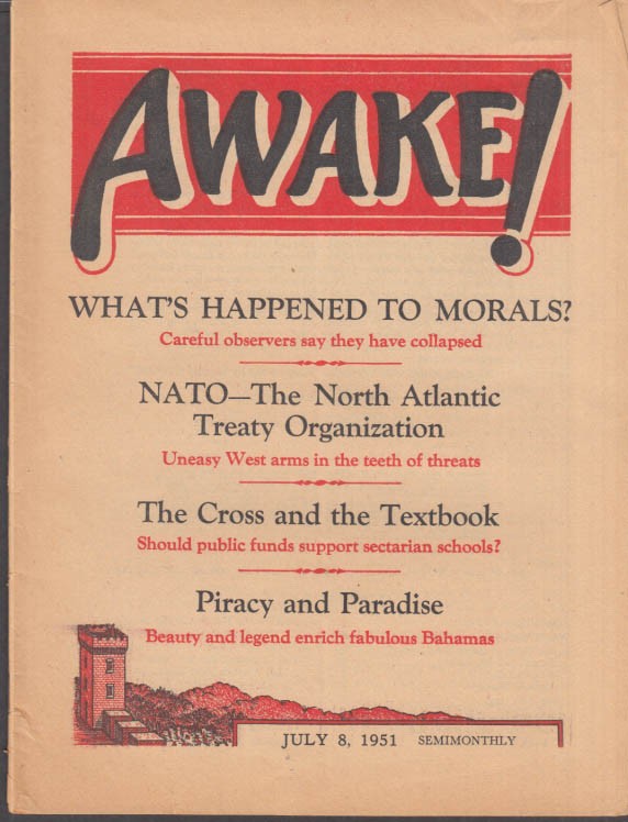 AWAKE! Watchtower Society 7/8 1951 Franco of Spain; NATO; Bahama Piracy