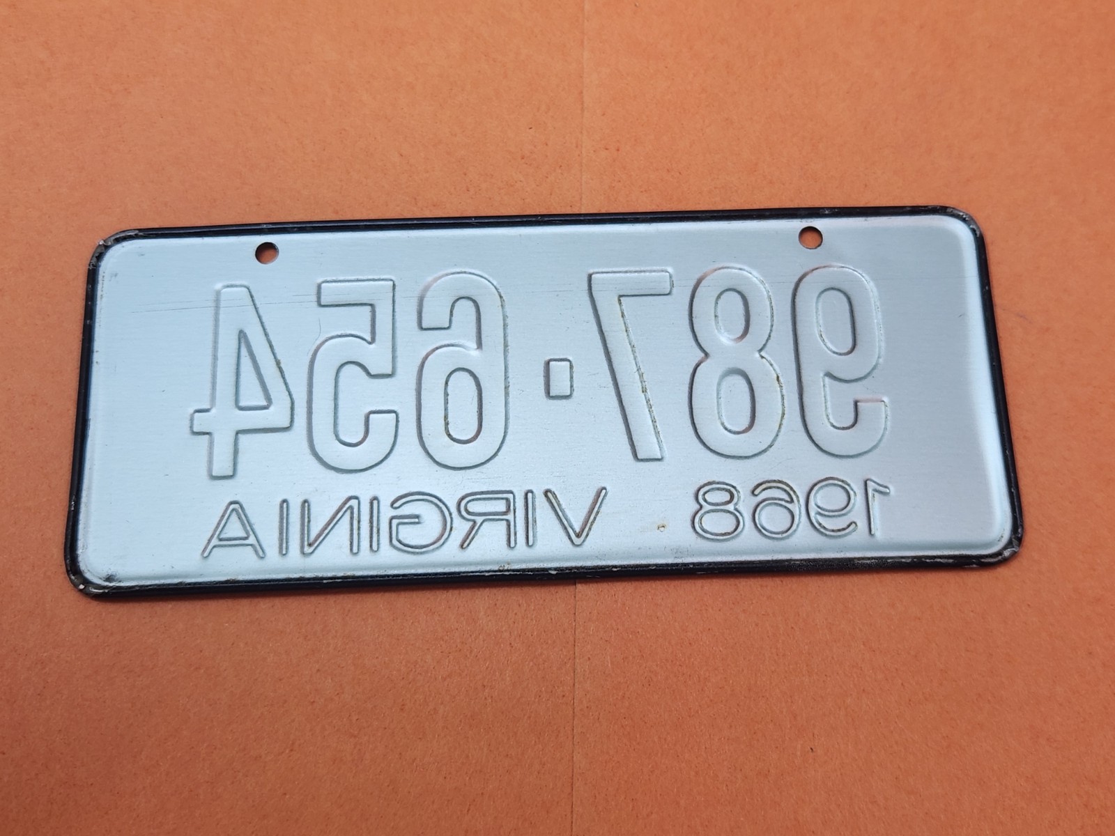 1968 Post Cereal metal license plate Virginia 987-654