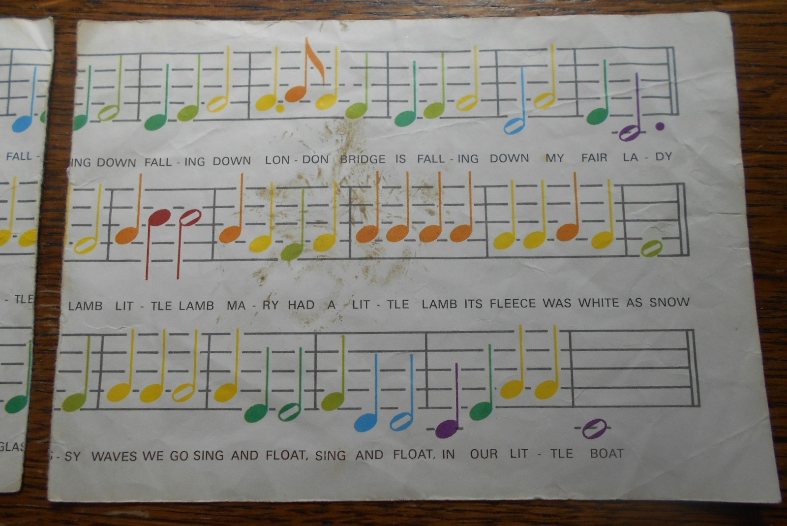 VINTAGE – SONG SHEET FOR ” FISHER PRICE ” PULL-A-TUNE XYLOPHONE –