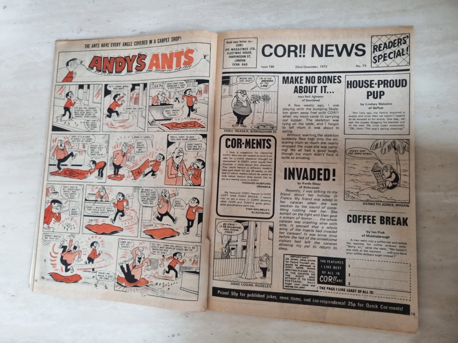 Cor!! IPC Magazines British Weekly Comic 22nd December 1973
