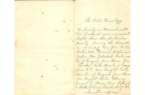 Foster Genealogy Manuscript 1640-1800s: Hutchinson Boutwell US Congress