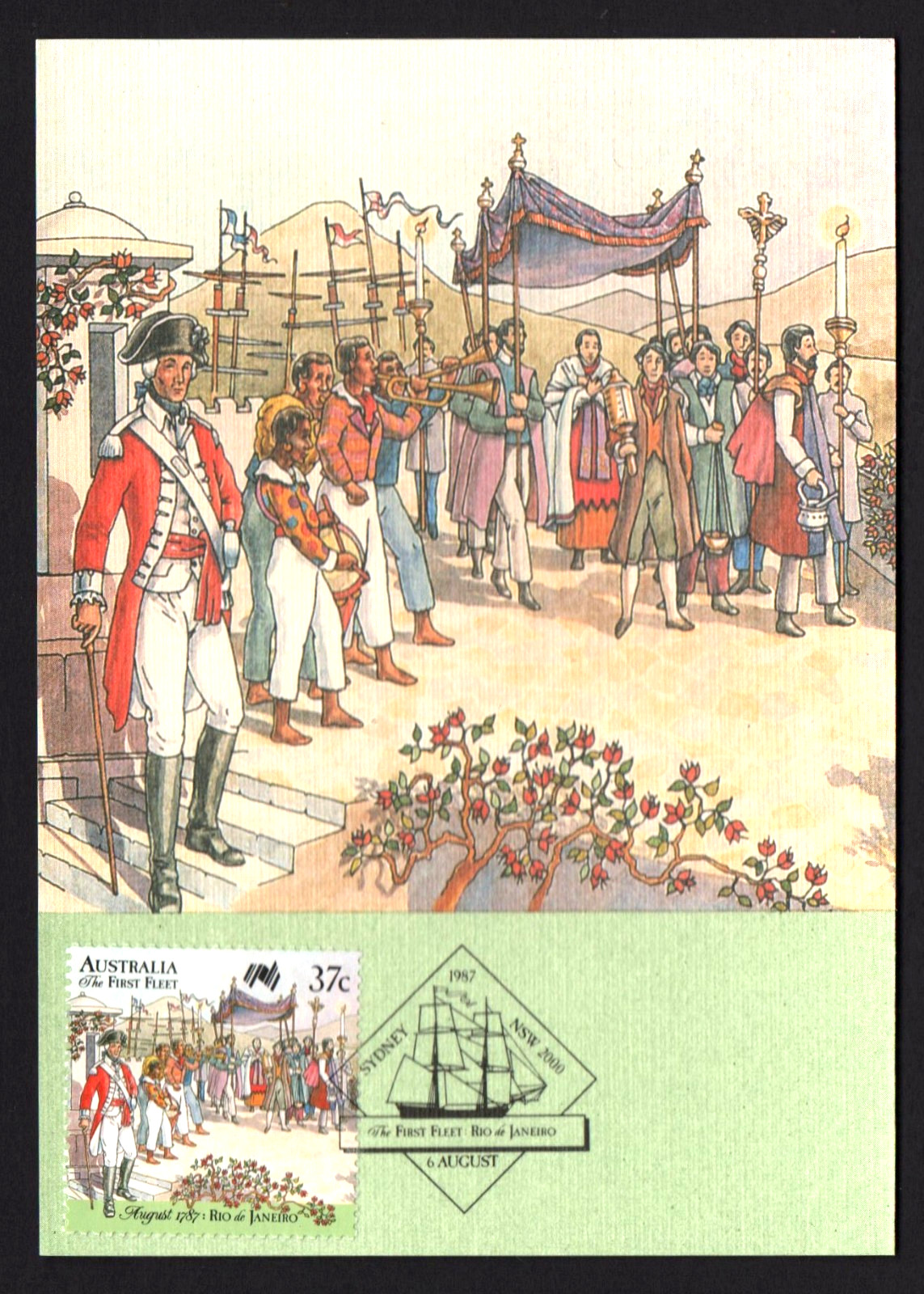 UNUSED AUSTRALIAN POSTCARDS ” THE FIRST FLEET ARRIVAL – 1788 Card No. 12 ” 1988