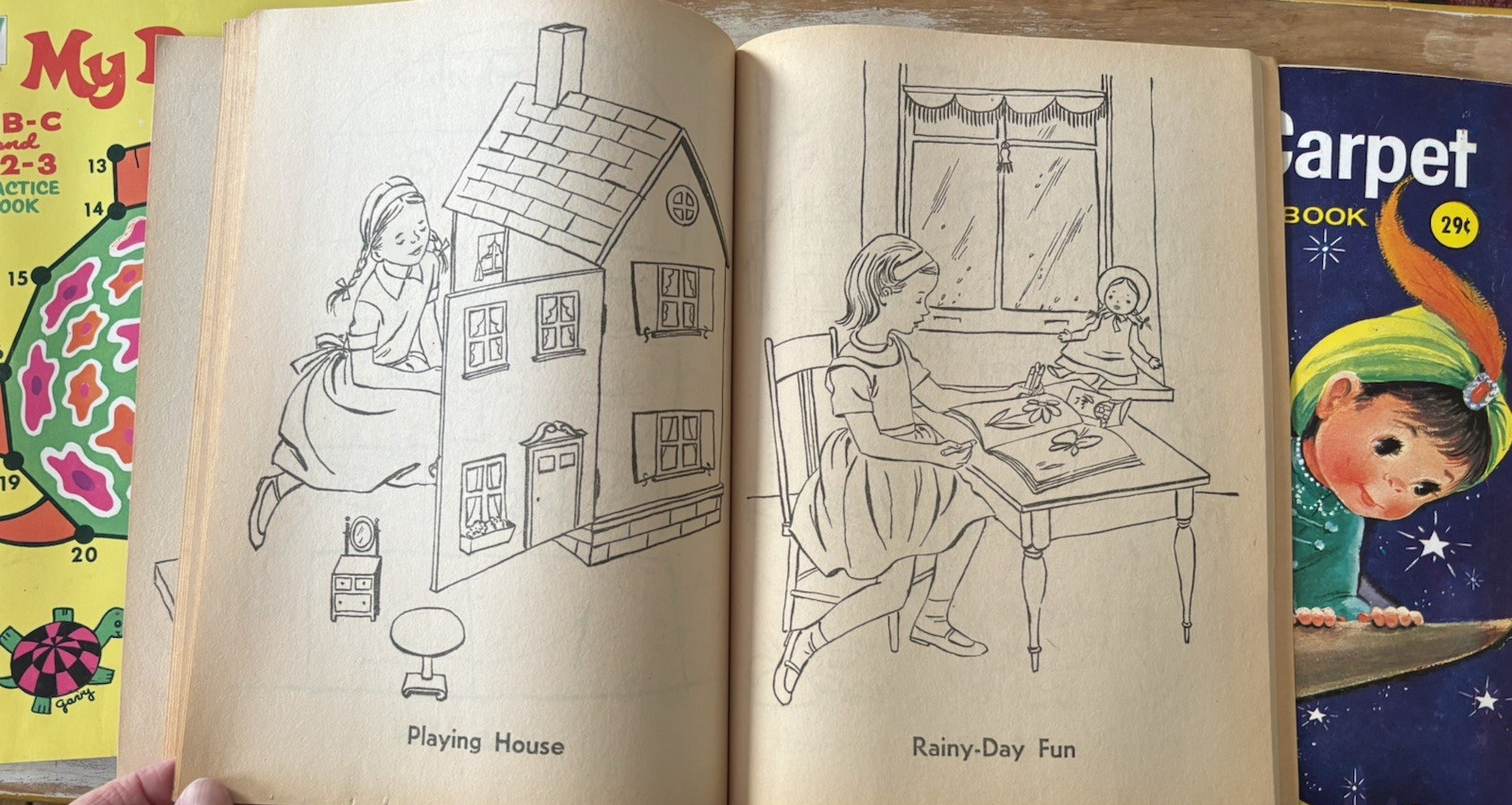 Vintage lot childs coloring & activity books 1960’s 1970’s dot crossword horses