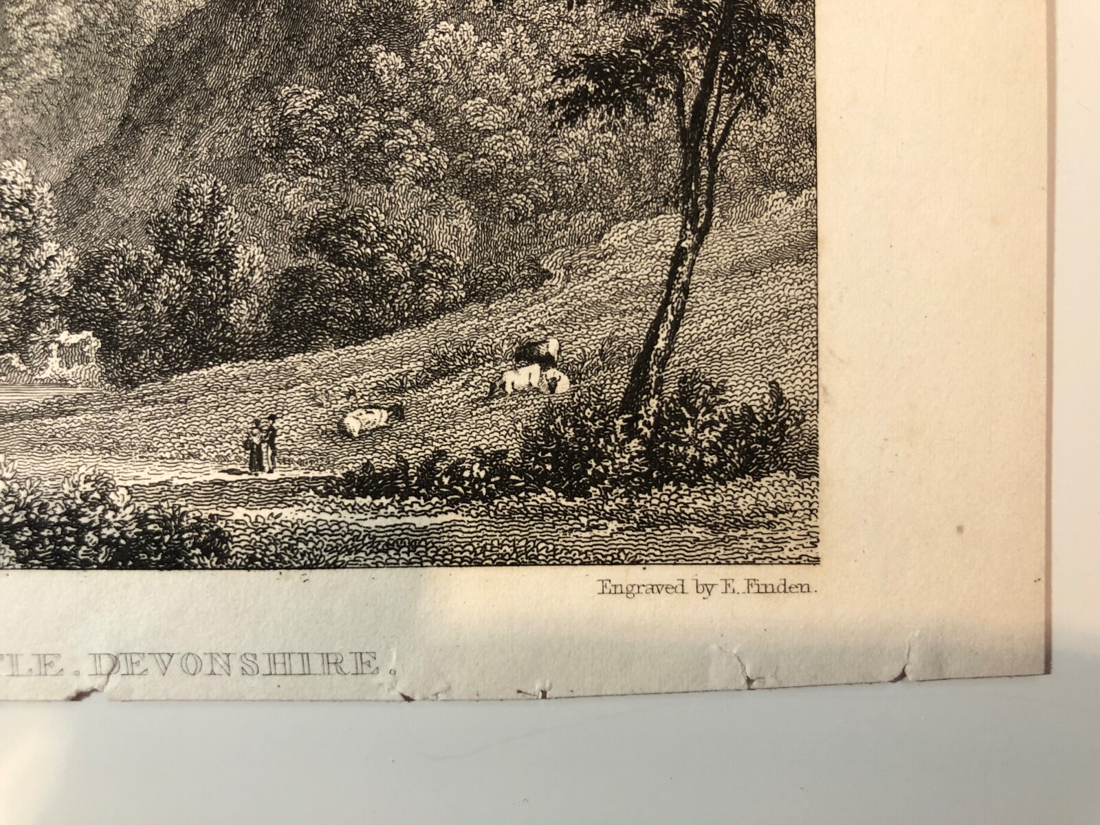 BERRY POMEROY CASTLE, Devon – Beautiful c.1830s 13.5 x 8.75cm Original Print -EX
