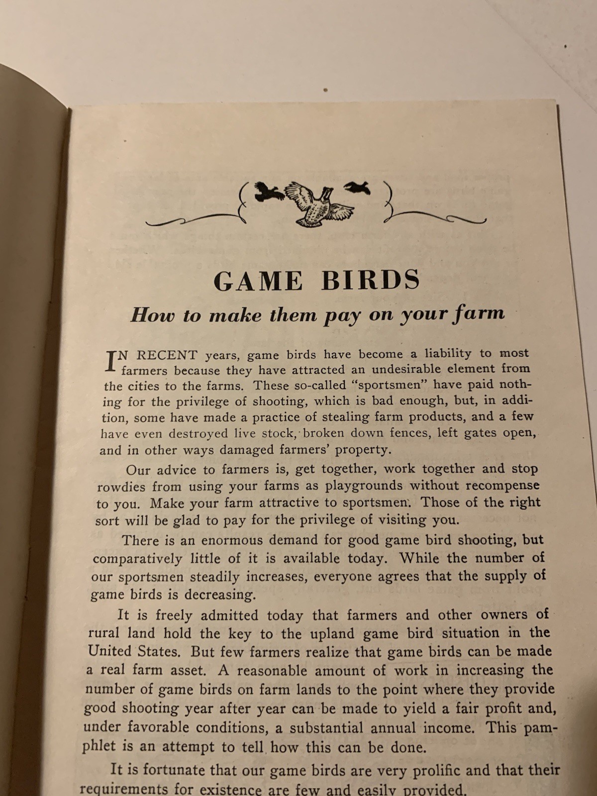 1940s More Game Birds in America Inc How to Make Them Pay On Your Farm Booklet