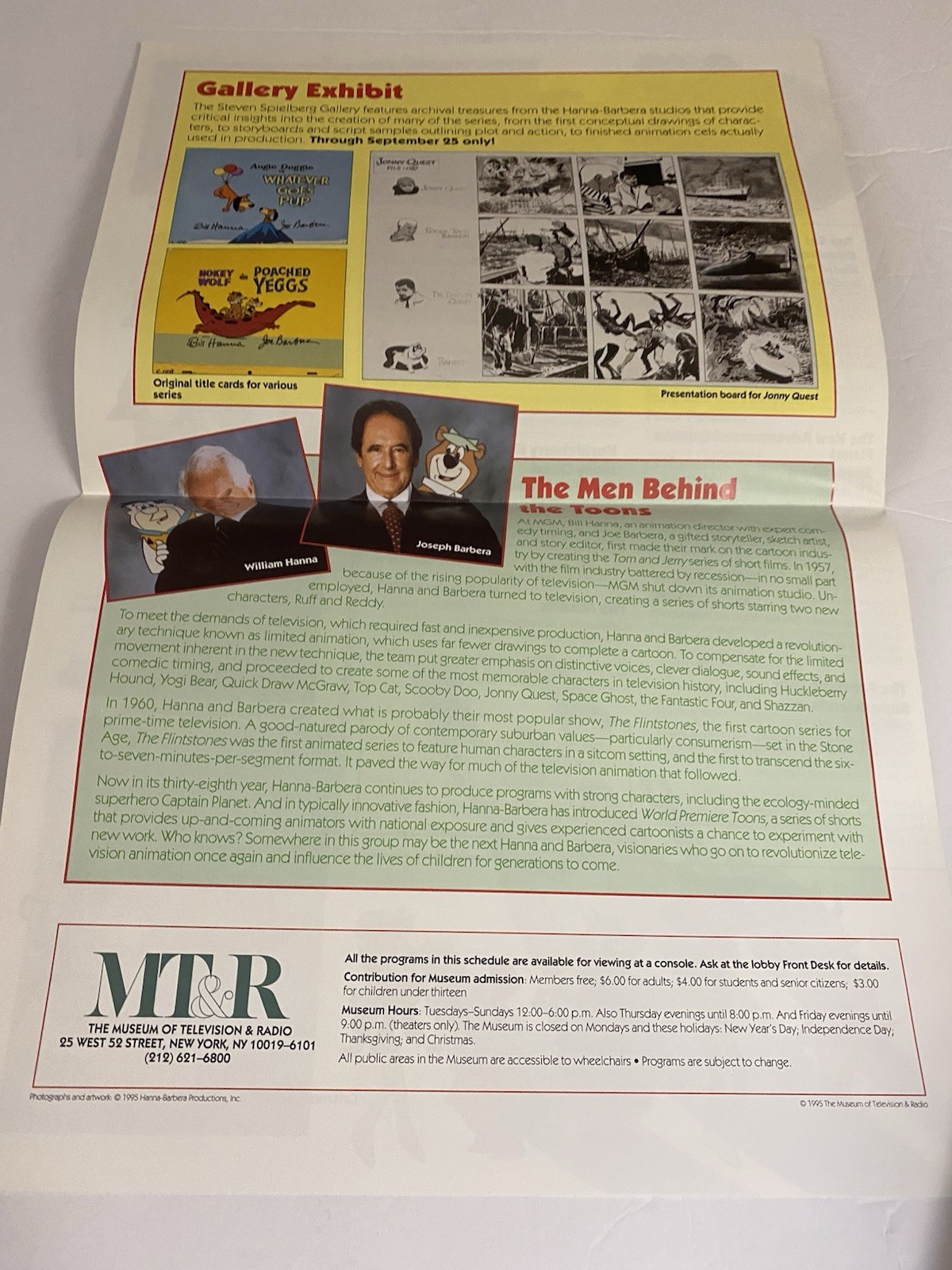 1995 Museum of Television & Radio MT&R Schedule Hanna-Barbera Exhibit Program