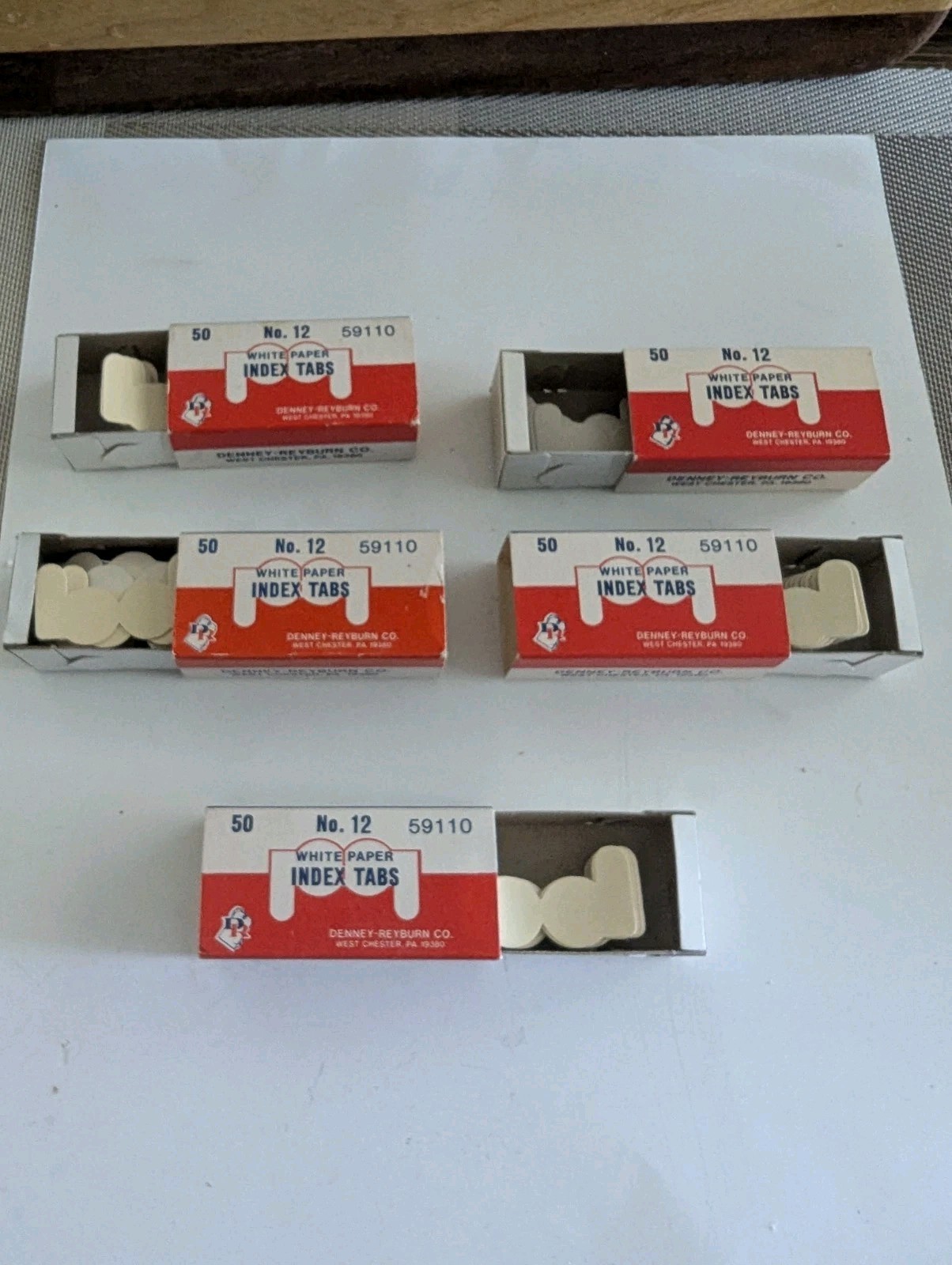 Vintage Denney-Reyburn Gummed White paper Index Tabs Office Labels 59110 USA NOS