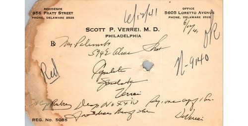 Medical Prescription Script PA Doctor 1941 Philadelphia History Paperwork