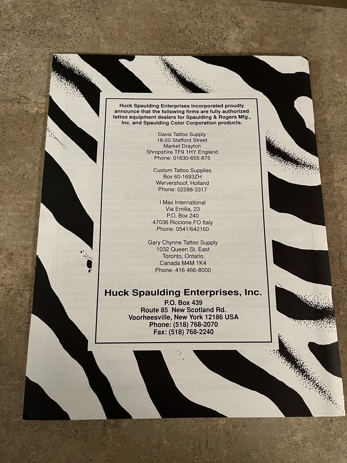 Vintage 1996-97 Huck Spaulding Ent Inc Tattoo Catalog Supplement & Price List