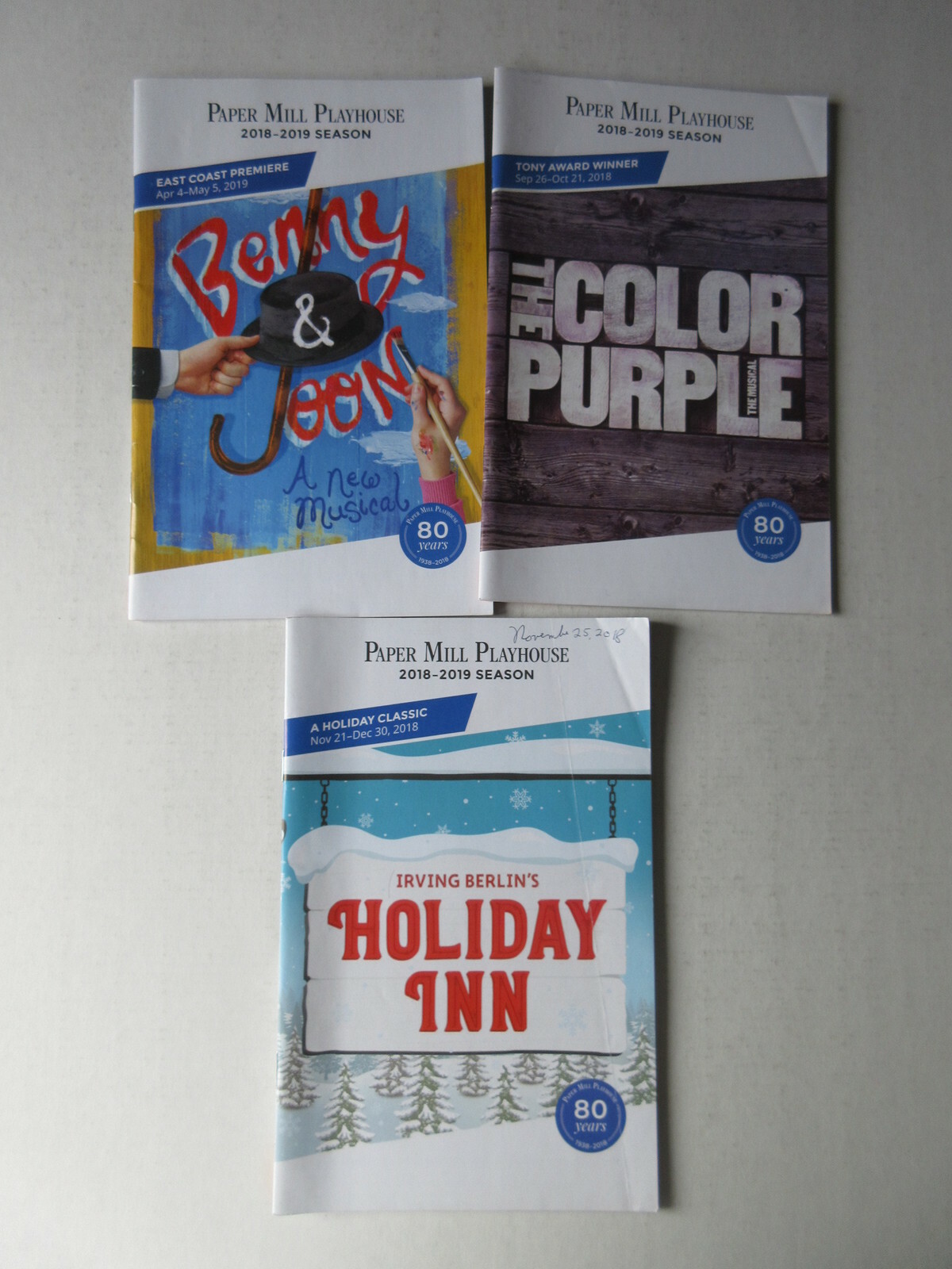 lot of 3 PAPER MILL PLAYHOUSE PLAYBILLS / PROGRAMS 2018 2019 The Color Purple ++