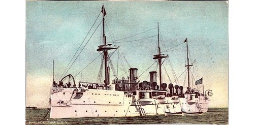 Bell Clothing Worcester MA Trade Card USS Philadelphia 1890s Paper Goods