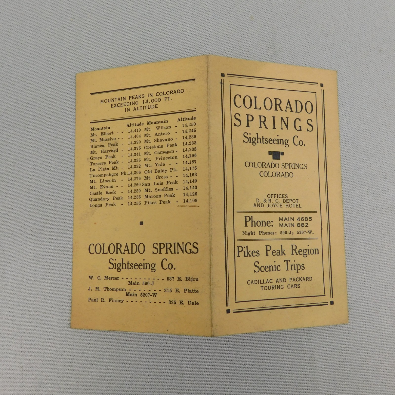 Vintage 20s Colorado Springs Sightseeing Scenic Trips Tour Guide Travel Brochure