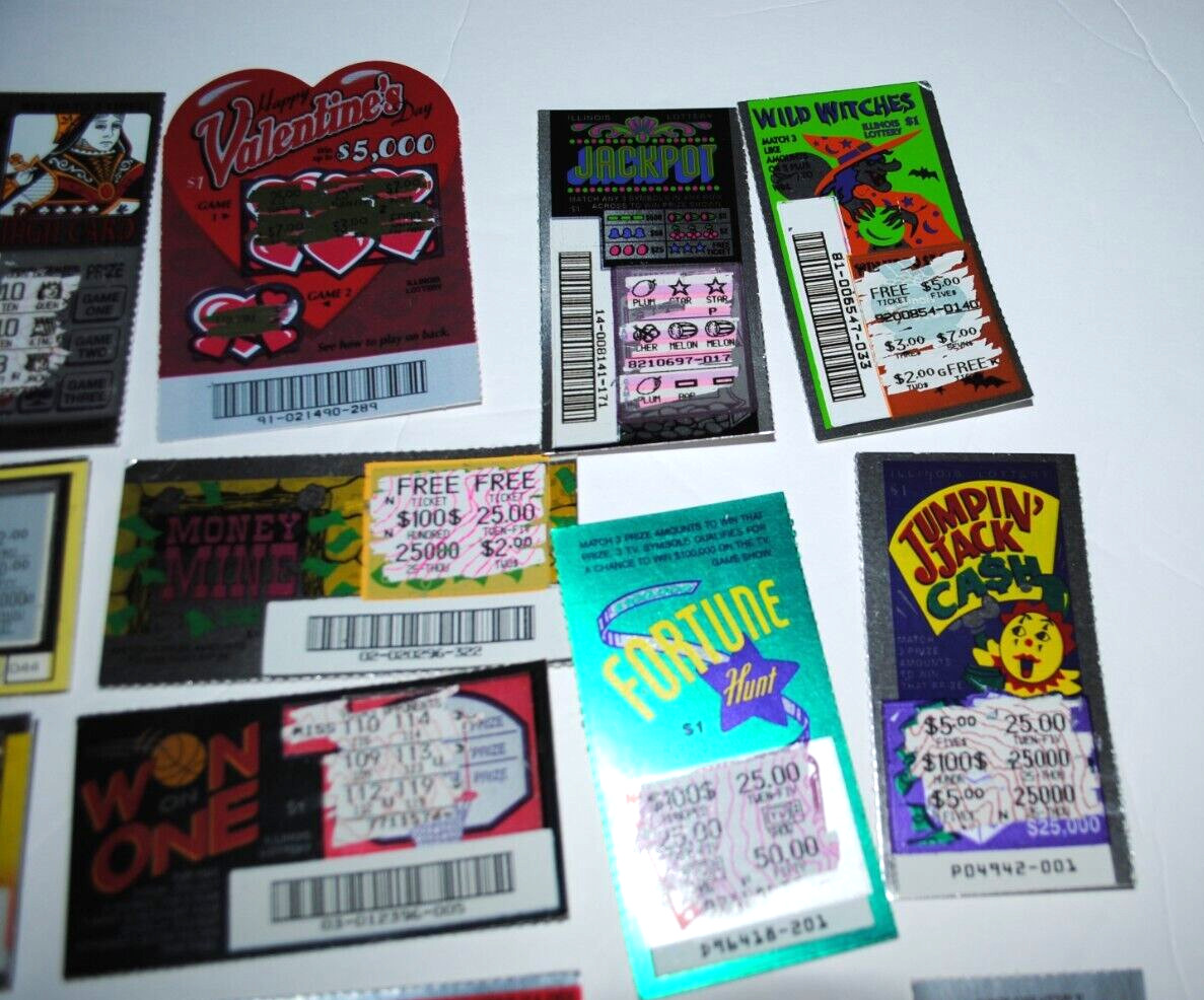 LOT OF 24 NON-WINNING NO CASH VALUE ILLINOIS LOTTERY SCRATCHER TICKETS