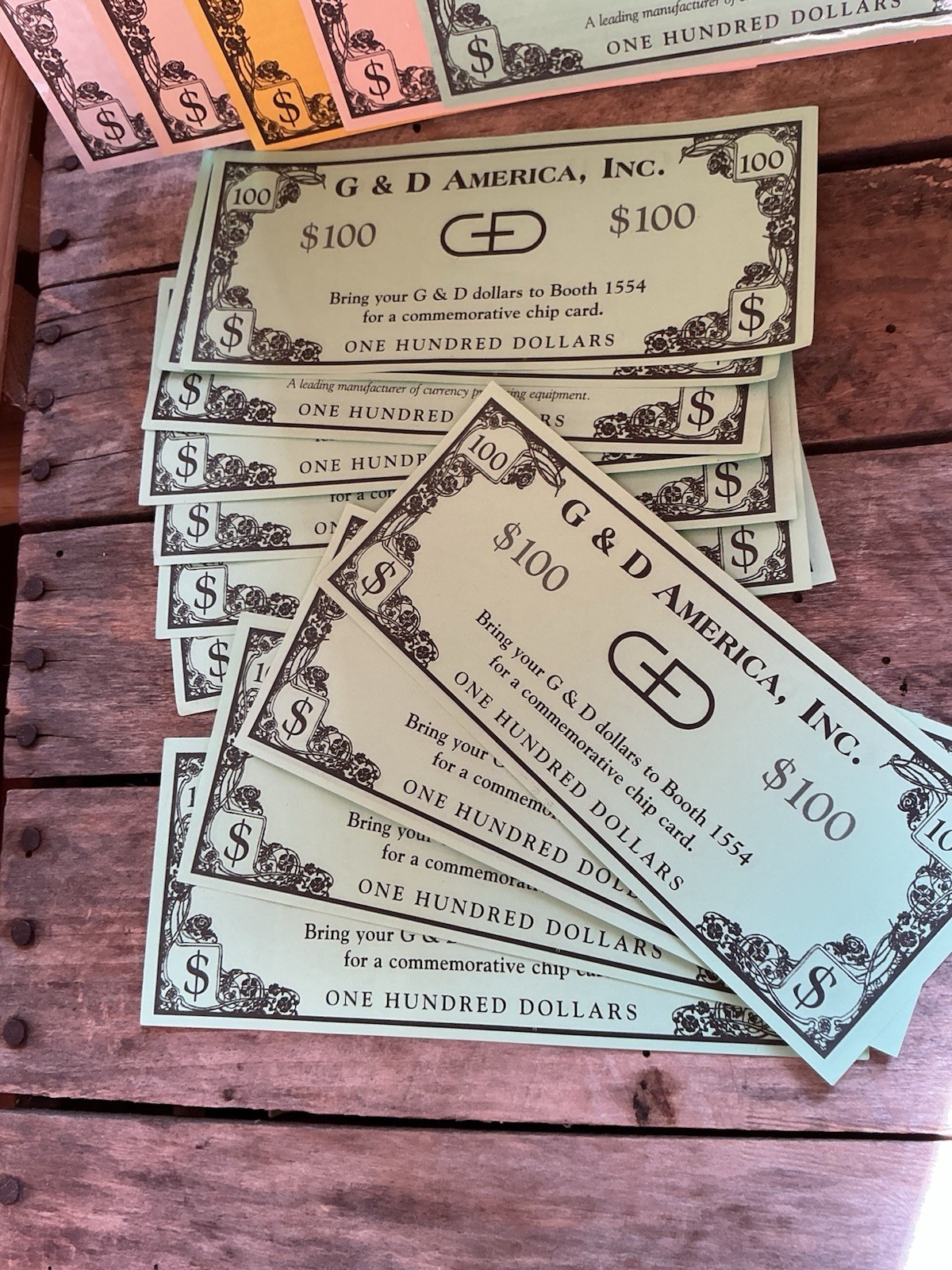 G & D America RARE BANKNOTES test currency atms SET OF $100 from convention