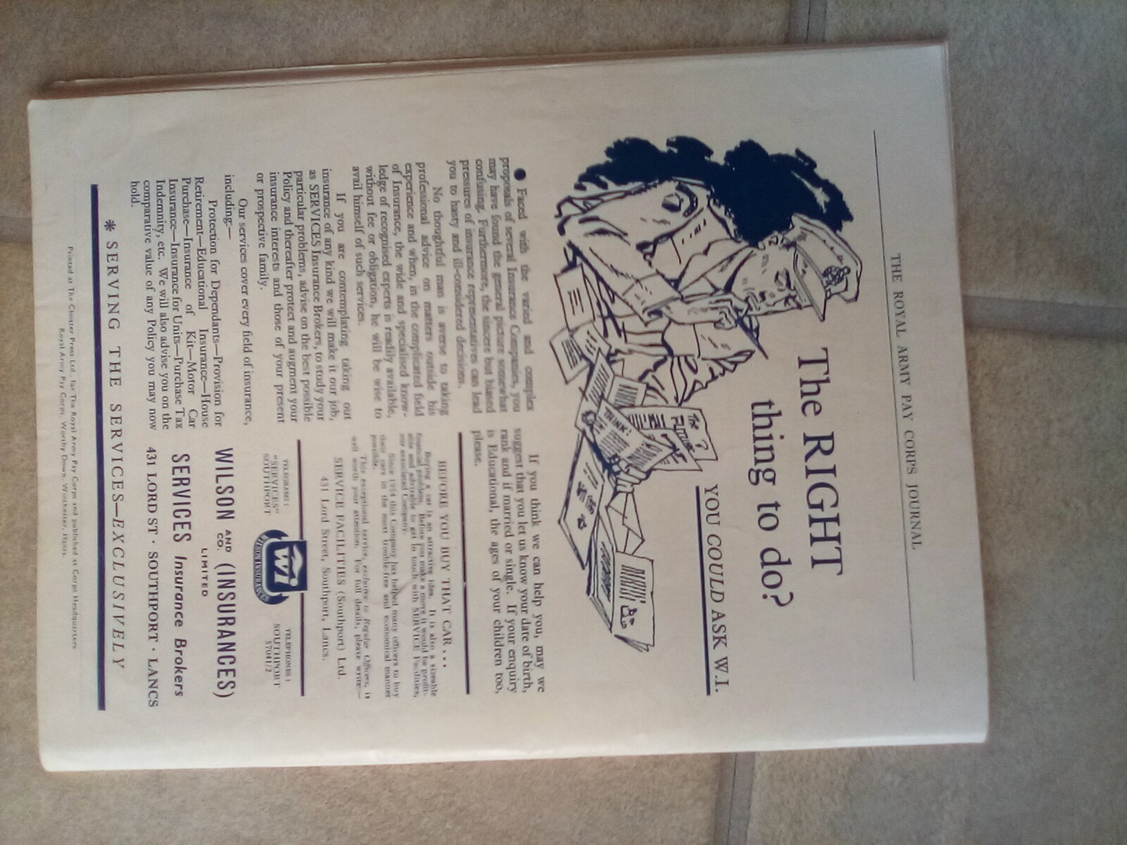 The Royal Army Pay Corps Journal Army Magazine. Autumn 1965 .Vol XIV.
