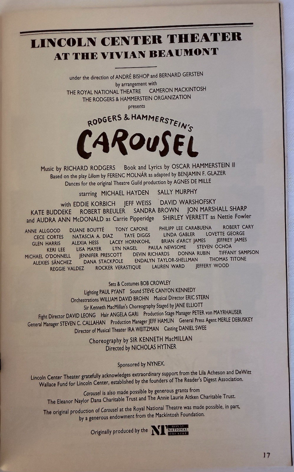 Carousel – Broadway Playbill – Jul 1994 – Audra McDonald, Taye Diggs