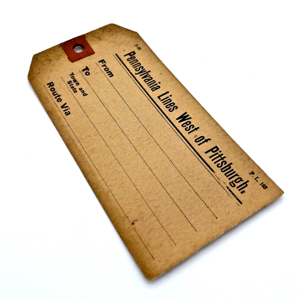Pennsylvania Lines West of Pittsburgh Luggage Tag 4.75″x2.25″ Unused Vintage
