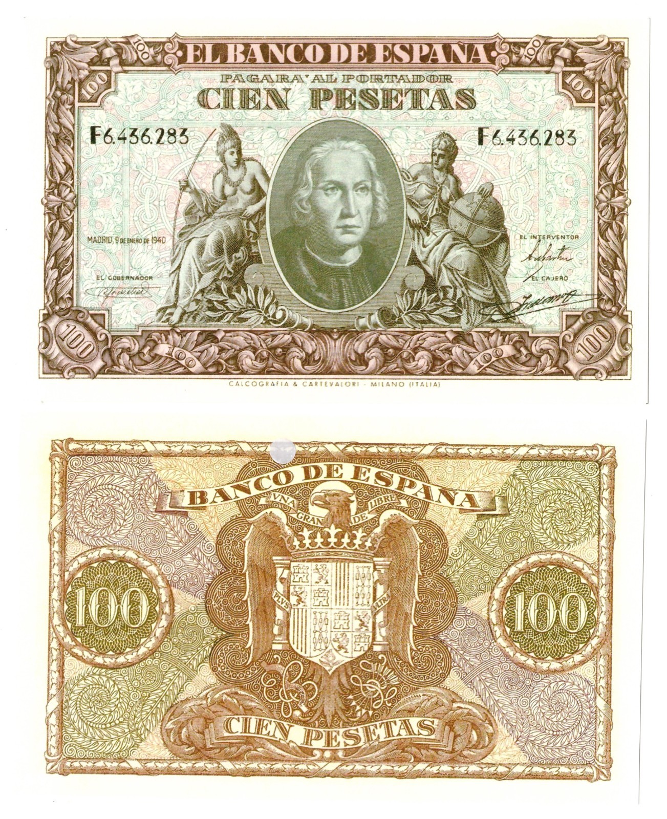 u Reproduction Note Spain 100 Pesetas 1940 Pick #118 4690R