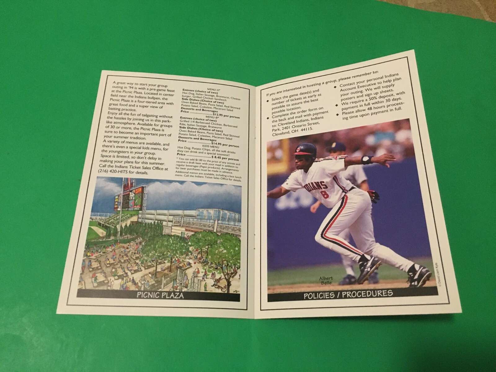 CLEVELAND INDIANS 1994 INAUGURAL YEAR JACOB’S FIELD PAMPHLET BELLE BAERGA ALOMAR