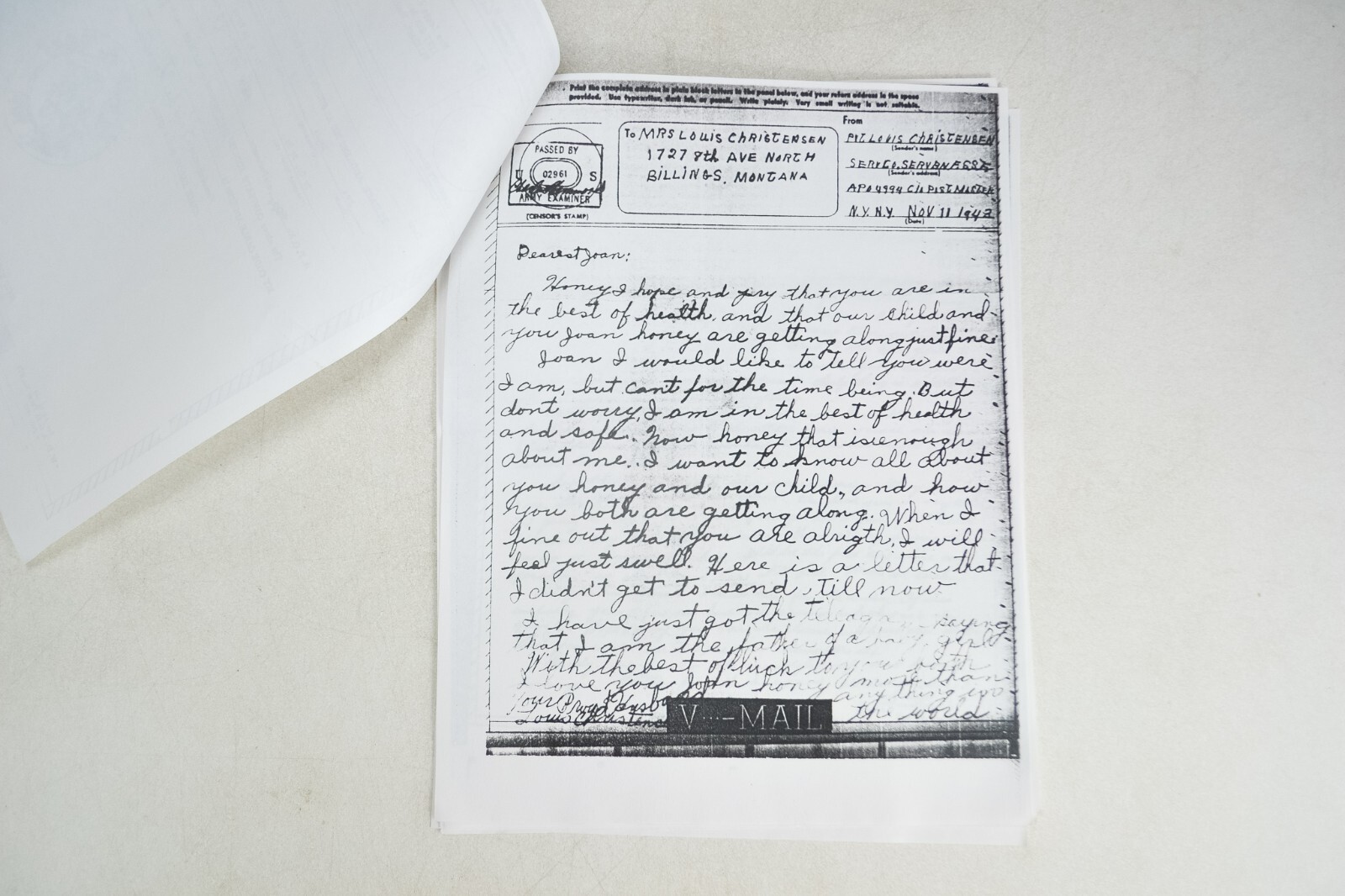 Modern Photocopies of WWII era 1943 Letters & Correspondence
