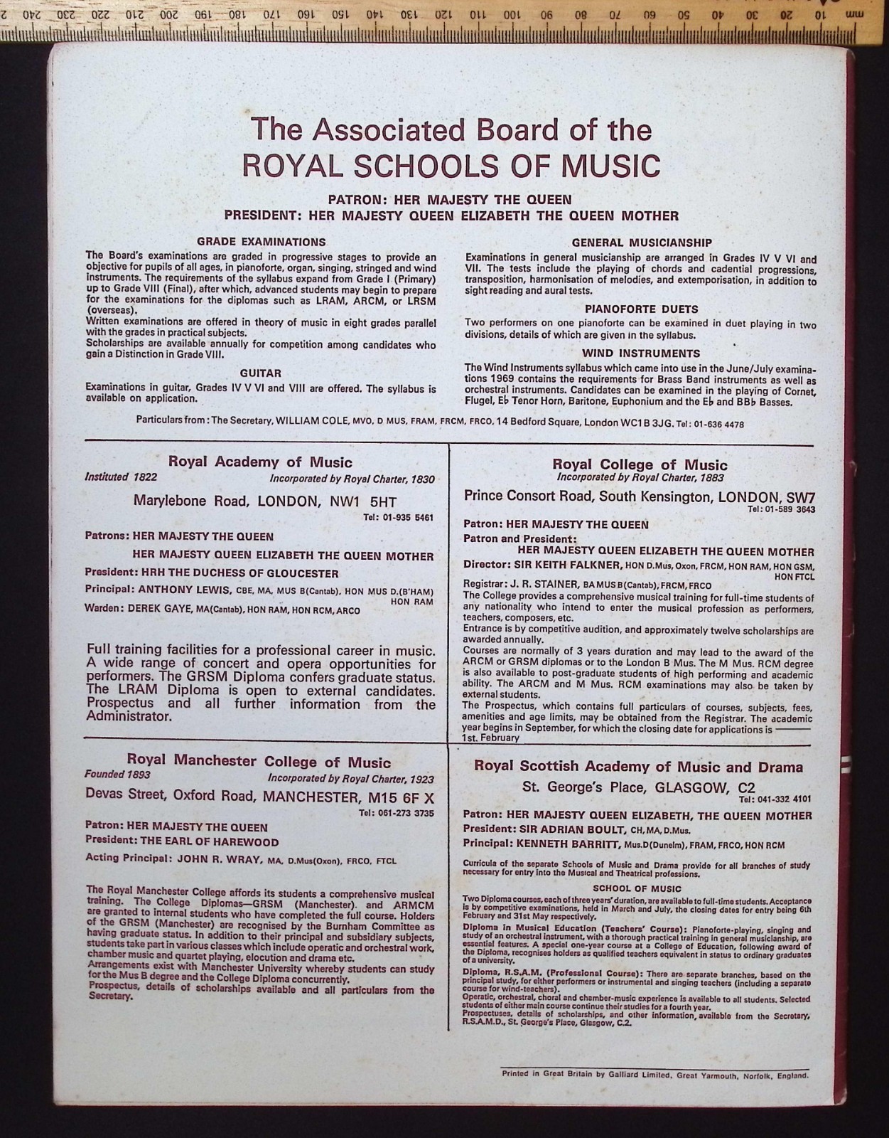 Royal Schools of Music Pianoforte Examinations 1972 Grade VI List B Intermediate
