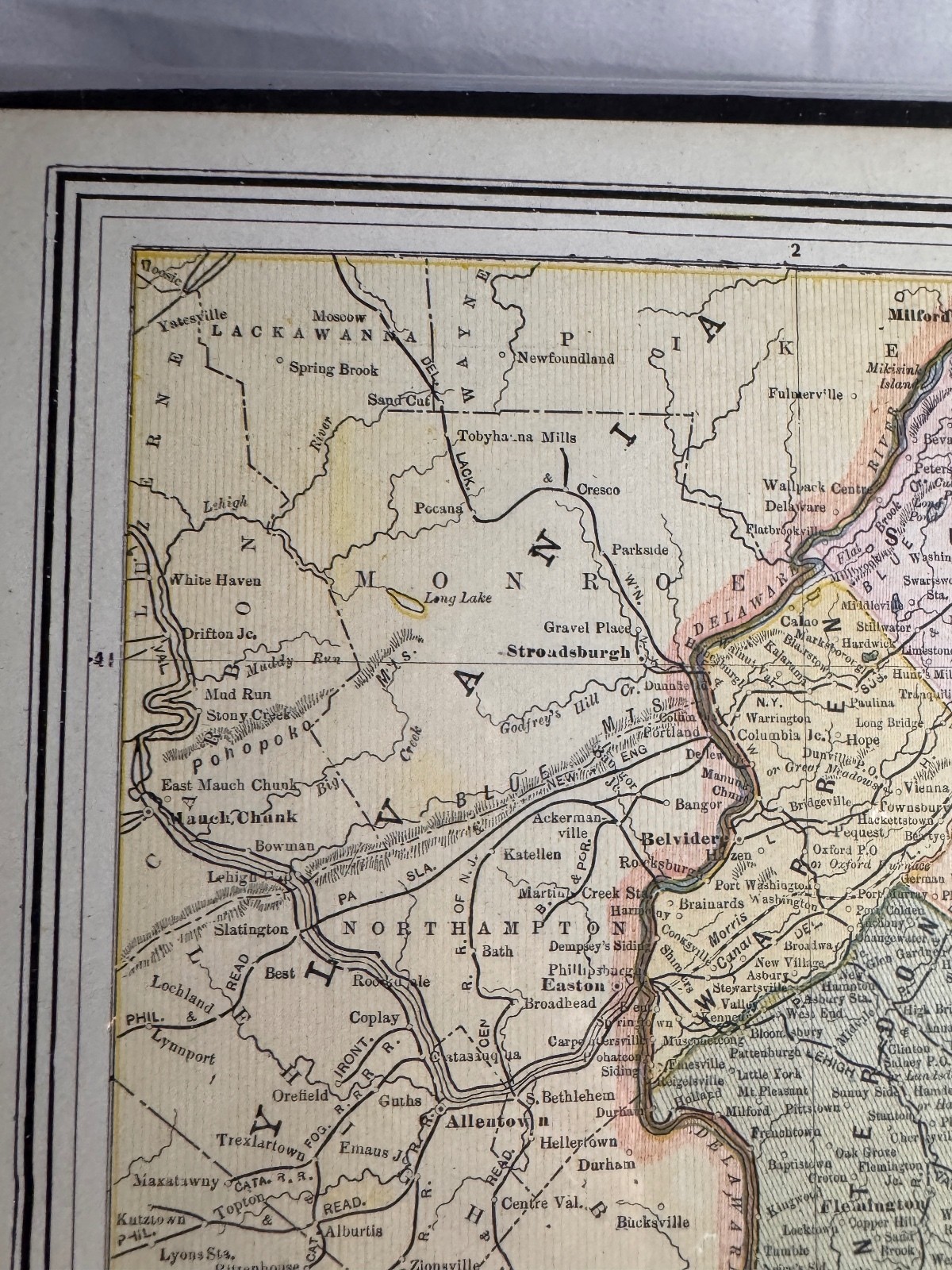 1889 New Jersey Map Geo F. Cram Antique Atlas NJ Hudson County Inset