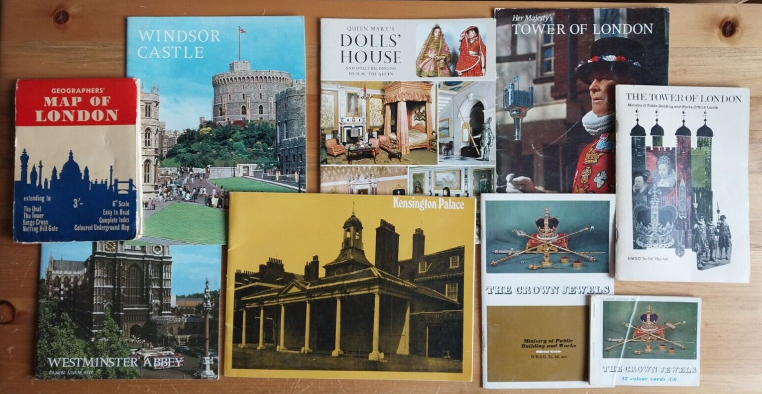 Nine 1960s London UK Souvenir Programs – Westminster, Windsor, Crown Jewels, etc