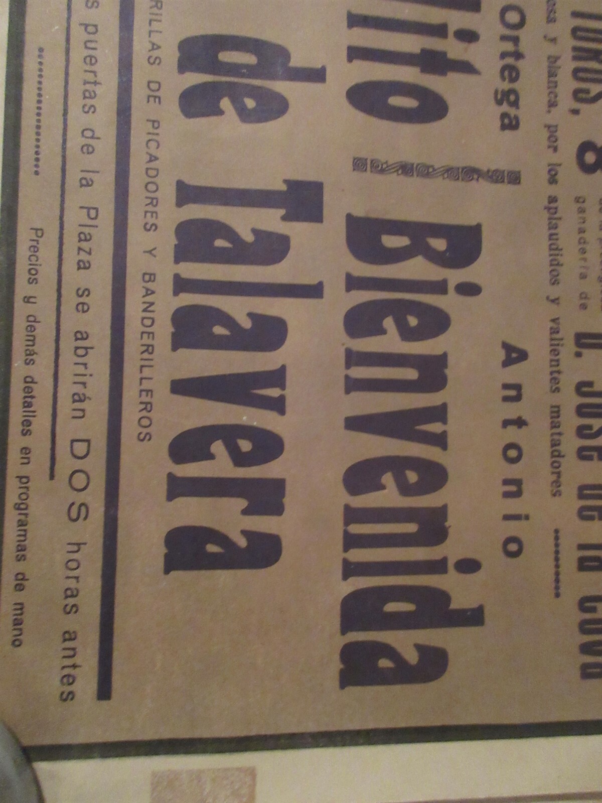 Spanish Bullfighting original Poster at Plaza De Toros de Barcelona May 24, 1942