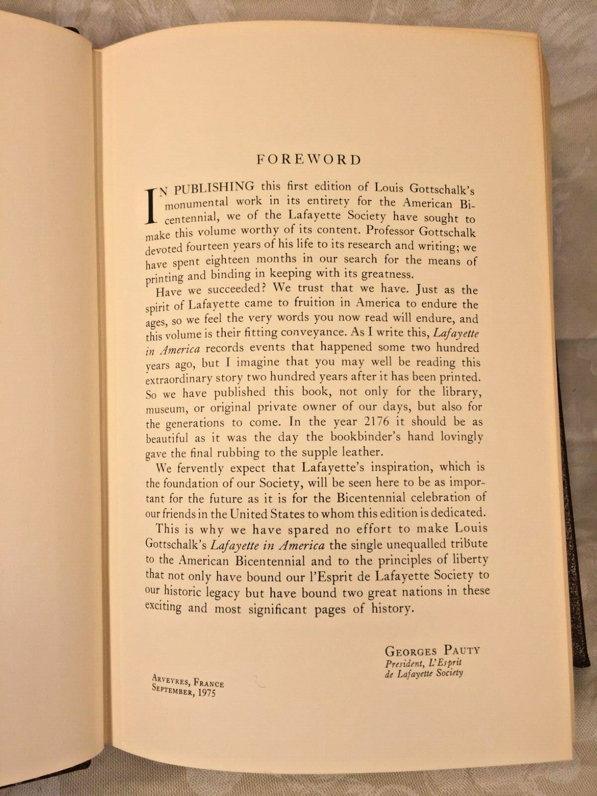 Autograph Book of Lafayette in America 1st Edition 1976 Signed Louis Gottschalk