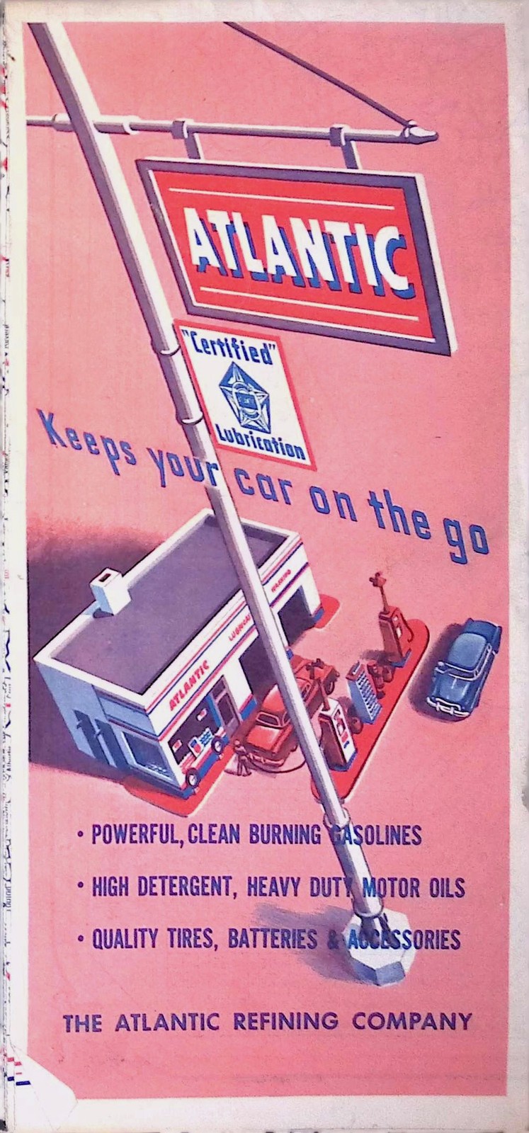 Atlantic Refining Co NJ Promo Road Map 1950s Radio Stations WNYC WOR WFIL