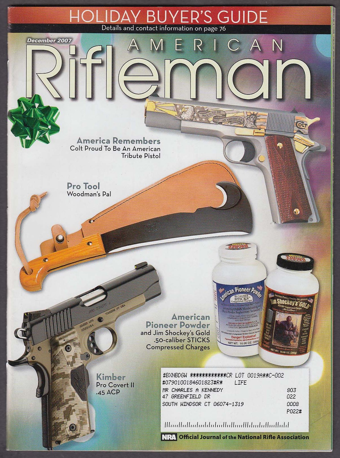 AMERICAN RIFLEMAN Kimber Pro Covert II SIG 556 Walther PPS + 12 2007