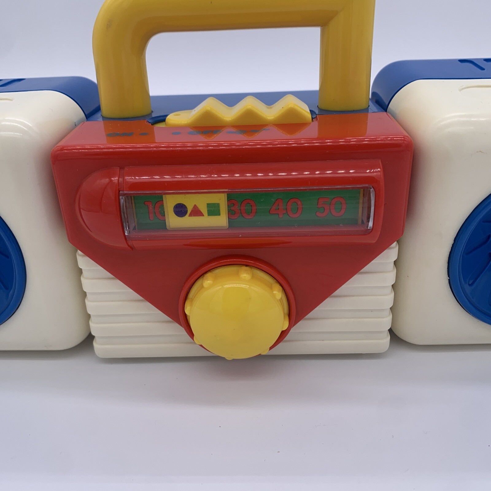 Vintage RARE Red White & Blue Nursery Rhymes Playing Toy Boom Box with Handle