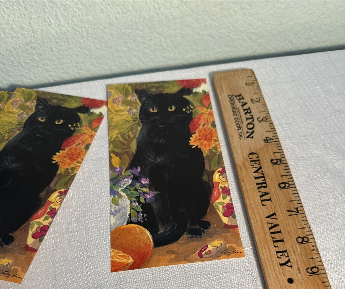 Vintage Greetings Cards Made In England Lesley Holmes Black Cat Orange Pack 8