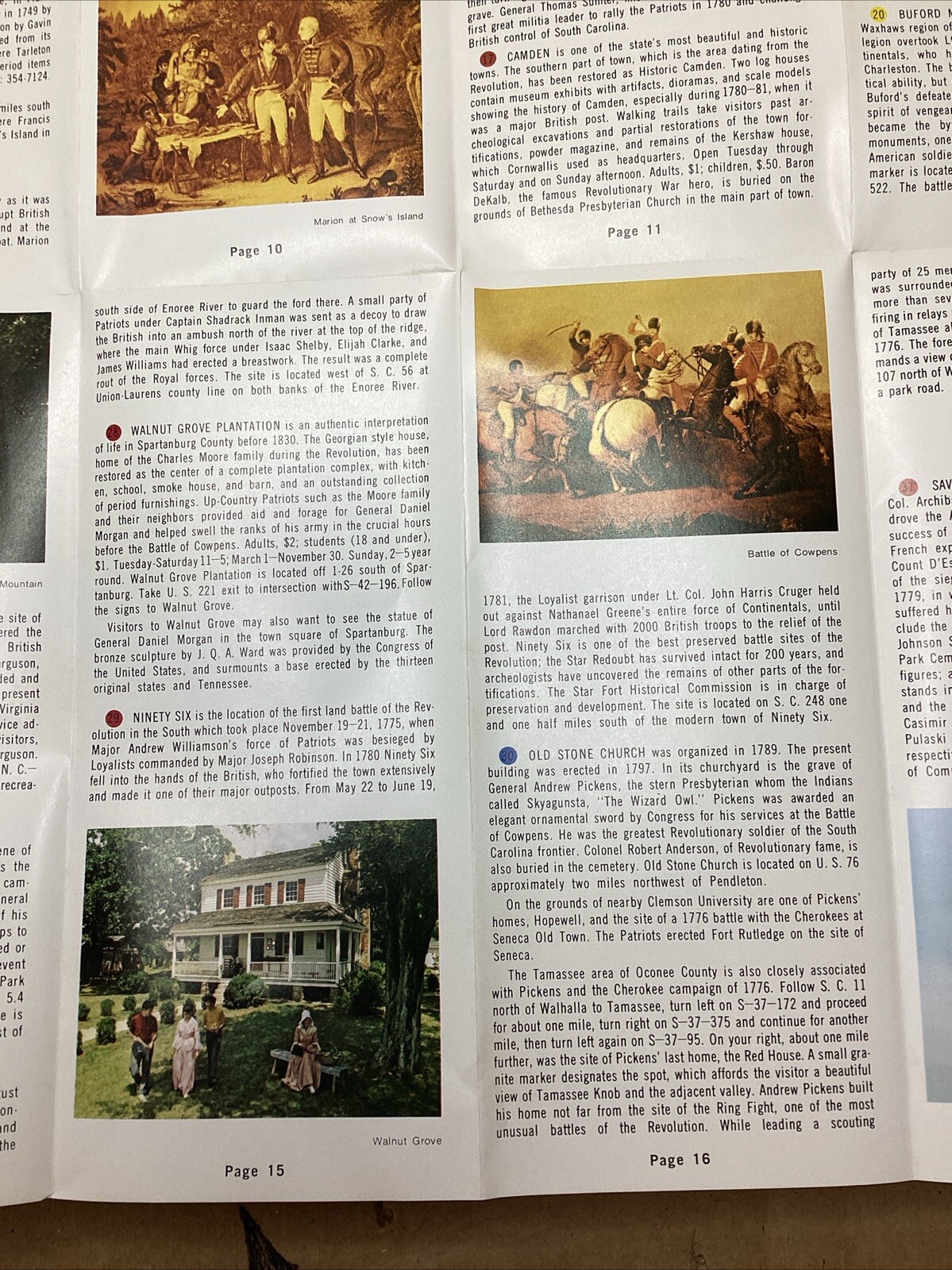 Vintage Major Sites Of The Revolution Brochure In South Carolina B52