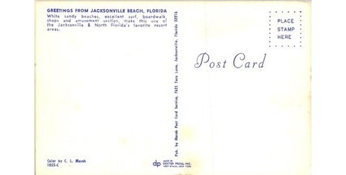 Jacksonville Beach FL Hotel Tide Dexter Postcard 1960s Americana Fun Fair