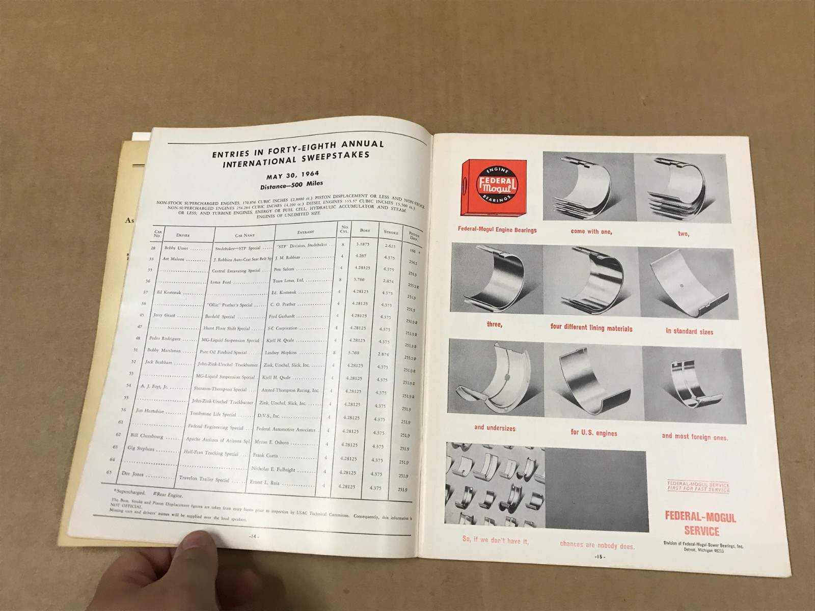 Vintage 48th Annual Indianapolis 500 Official Racing Program – May 30, 1964