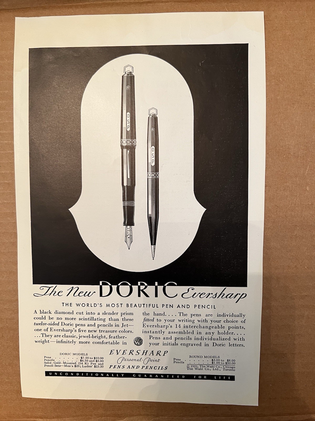 Lot of 6 Vintage Print Ads Waterman’s Sheaffer Texaco Eversharp Capital Boilers