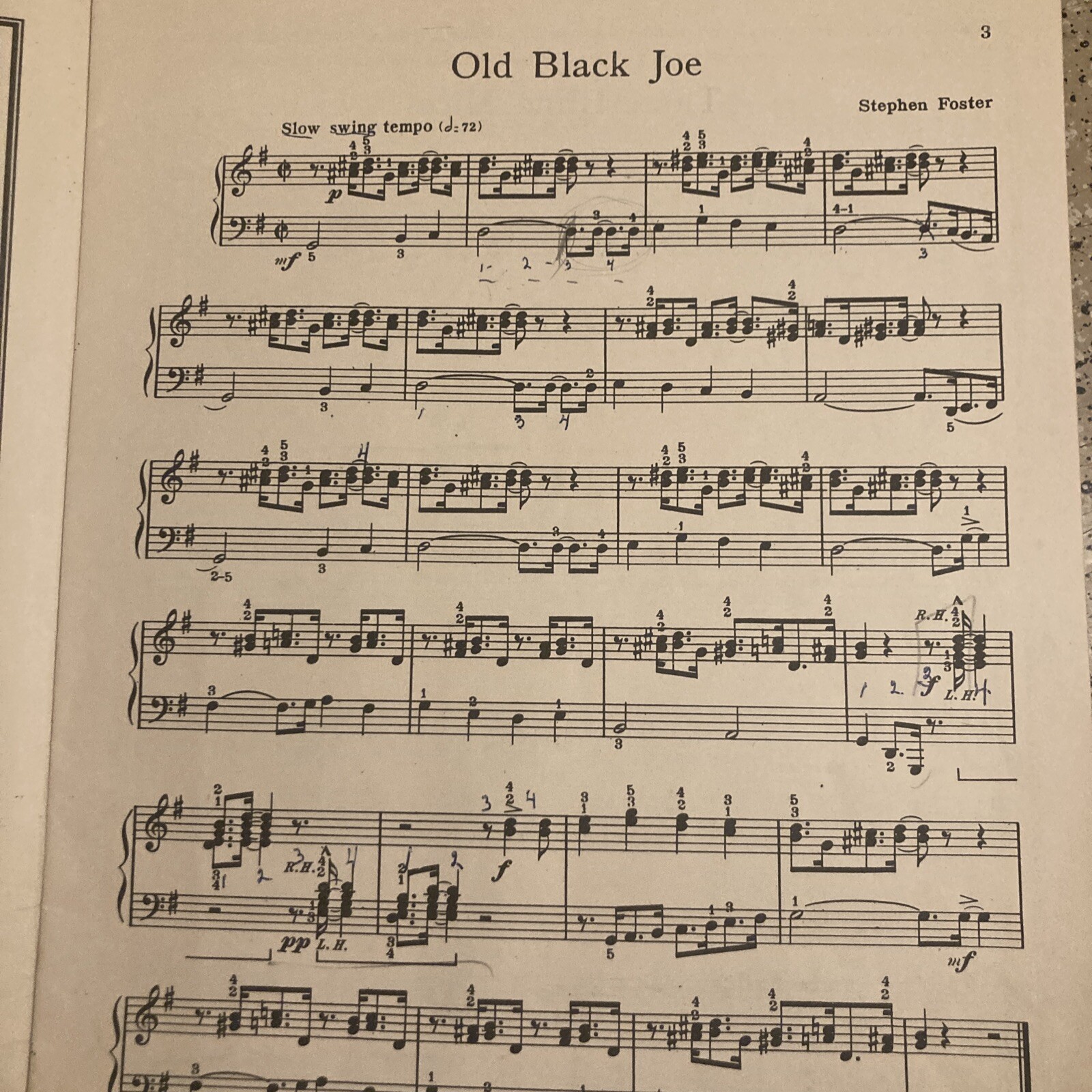 VINTAGE SHEET MUSIC SWING OUT STANFORD KING PIANO 1943 OLD BLACK JOE