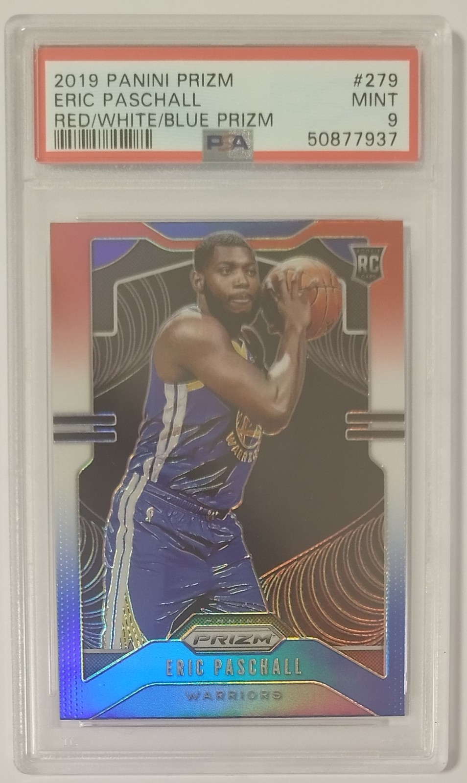 Panini NBA 2019-20 Prizm Red White Blue Rookie Card 279 Eric Paschall PSA 9