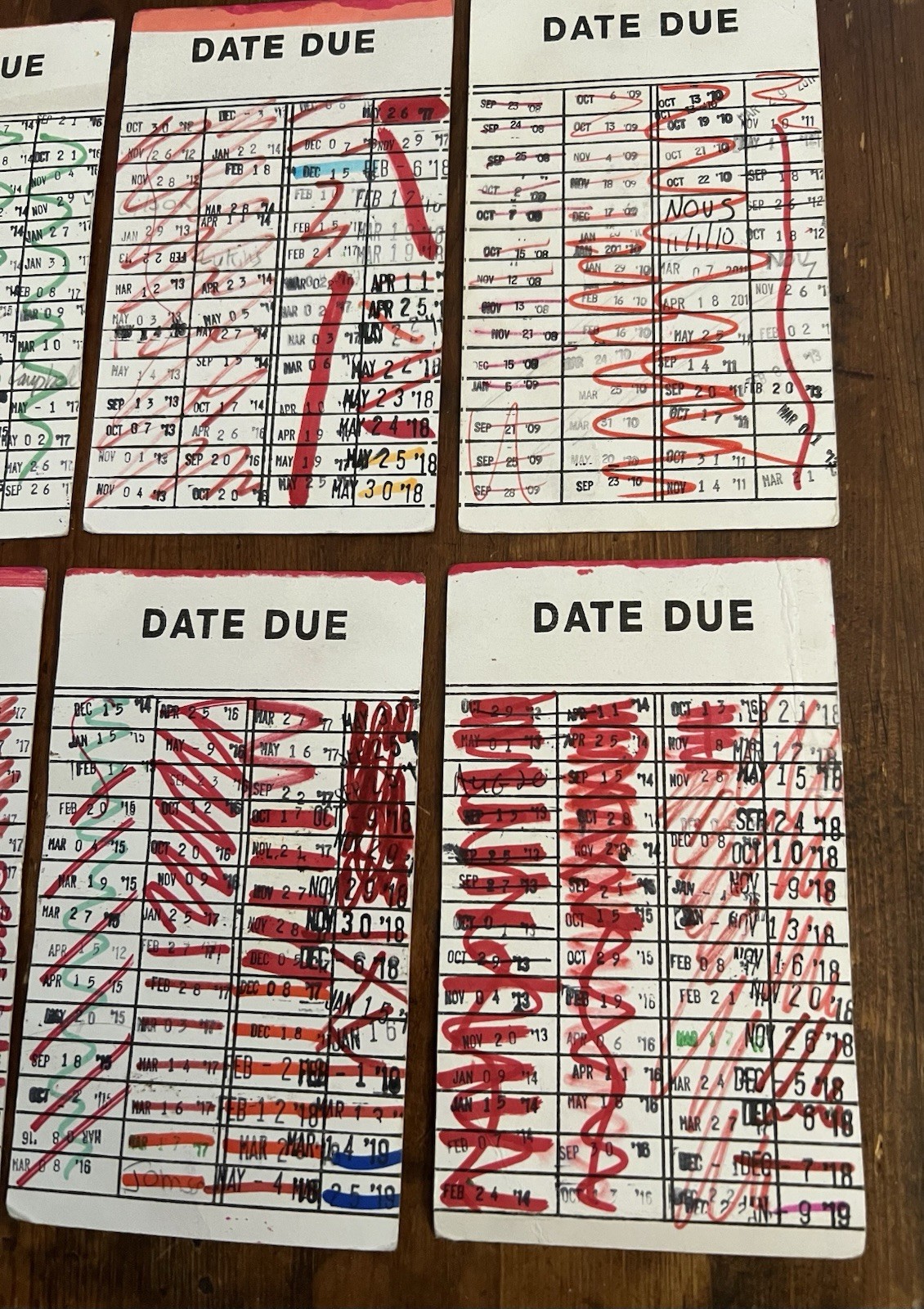 6 Book Checkout Date Due Library Cards With Date Stamps Ephemera Bookmark Craft