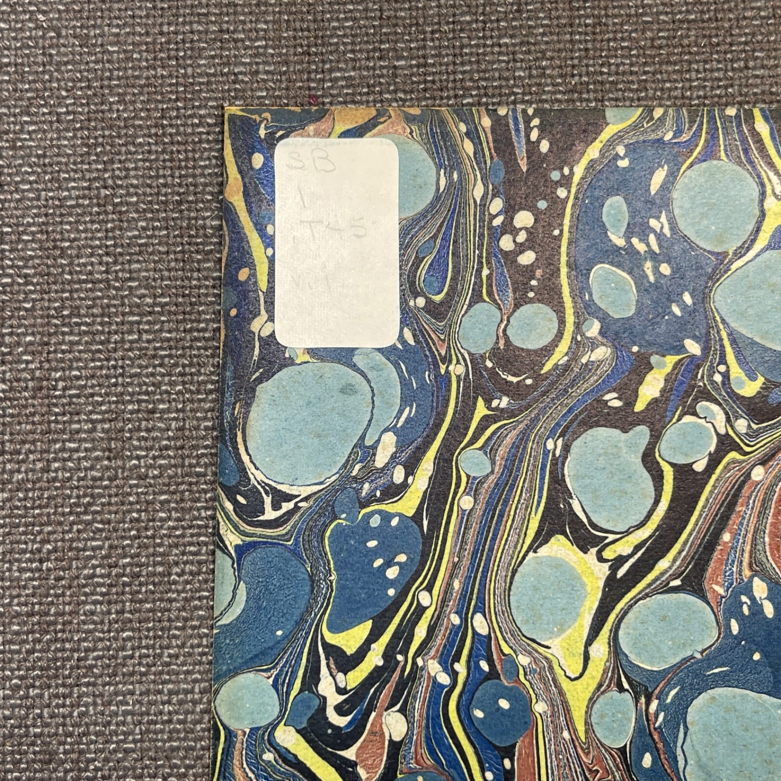 Antique Marbled End Papers Bookbinding Blue Yellow Red Lot of 3
