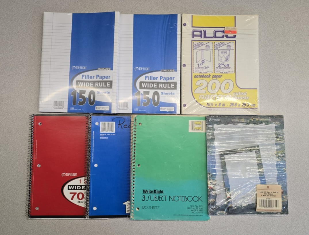 VTG Looseleaf Paper & Notebooks Pads Lot Of 7 USA Old Fashioned Retro Lined