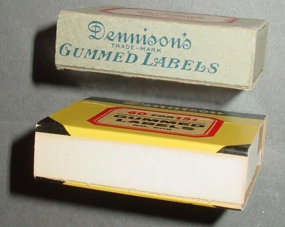293 Vintage Dennison Gummed Red Border Bottle Craft Labels #217 #209 Mix NOS USA
