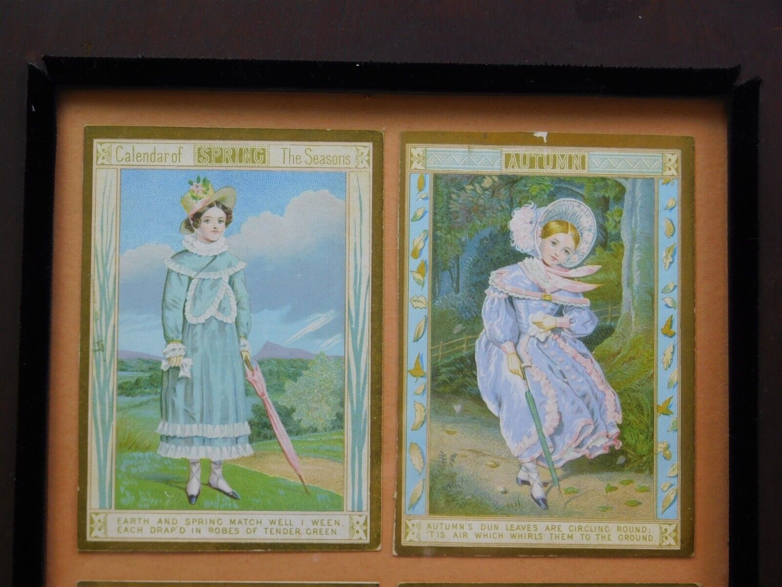 Marcus Ward 1880s Calendar Of The Seasons Victorian Trade Cards Framed
