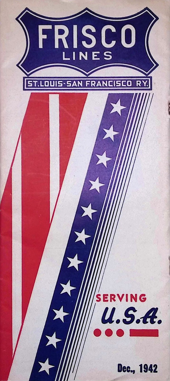 1942 Frisco Lines Passenger Timetable Wartime V For Victory Cover Railroadiana
